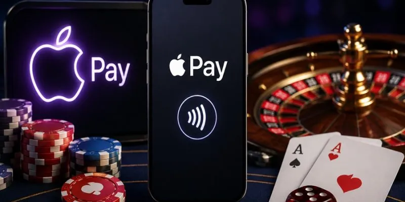 Casino online Apple Pay – betala med iPhone framför roulettebord och spelkort